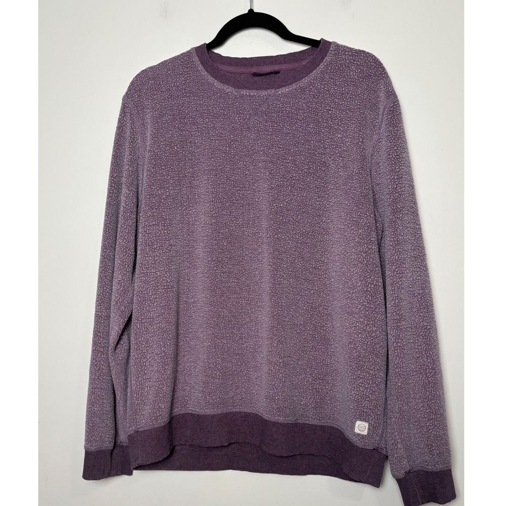 Marine Layer Mens Fleece Out Sweatshirt Large Textured Crewneck Pullover Logo
